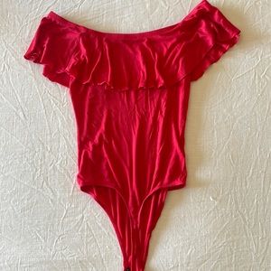 Hot pink ruffle body suit